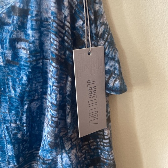 New Jennifer Lopez J.Lo Blue SnakeSkin Animal Print Ruffle One Shoulder Top XXL - Picture 8 of 9